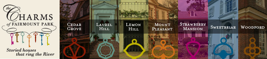 Each historic house in Philadelphia's Fairmount Park is represented by a charm.