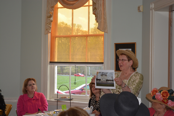 Barbara Frankl gives a lively talk dressed as historic figure Rebecca Rawl