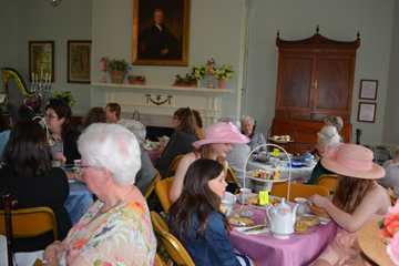 Photograph of guests at the 2016 Spring Tea at Laurel Hill Mansion in Fairmount Park, Philadelphia PA