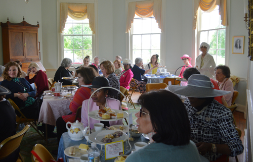 Attendees of the 2019 Spring Tea at Laurel Hill Mansion enjoying tea and pastries.