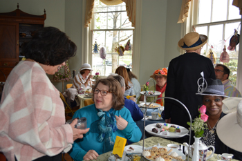 Attendees of the 2018 Spring Tea at Laurel Hill Mansion enjoying conversation tea and pastries.