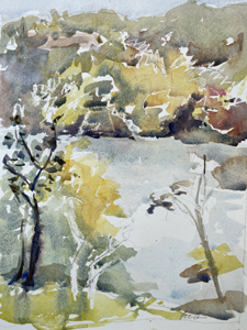 A watercolor done at Laurel Hill Mansion by Cathleen Cohen